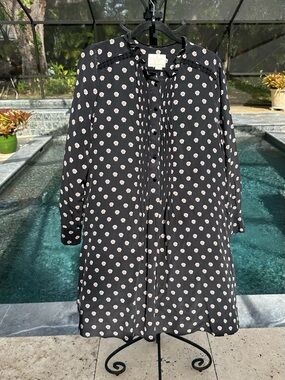 Kate Spade Dress Ditsy Floral Pintuck Pleats Daisy Crochet Trim (M-L) 100% Silk
